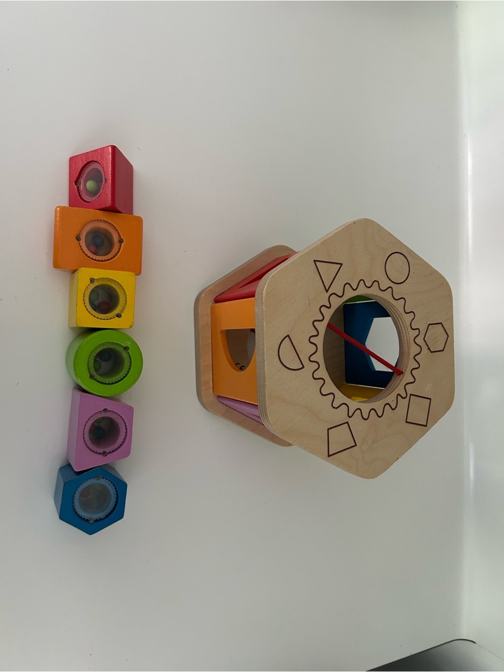 Hape Wooden Shape Sorter Toy - Rainbow Colors - Picture 2 of 5